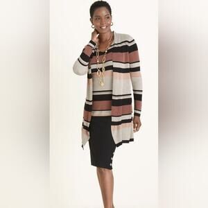 Chico's Multi-Colored Striped Cardigan Size 2 Large
